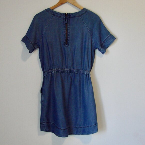 J. Crew Chambray Denim Dress Blue Preppy Tencel Short Sleeve Mini Size Small - Picture 11 of 16